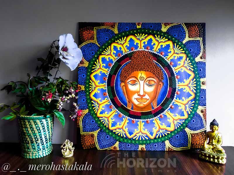 dot mandala art buddha image