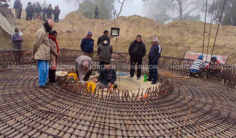 Foundation stone of drinking water tank in Shivaraj